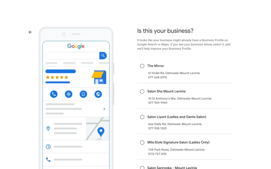 “Is this your business?” screen.
