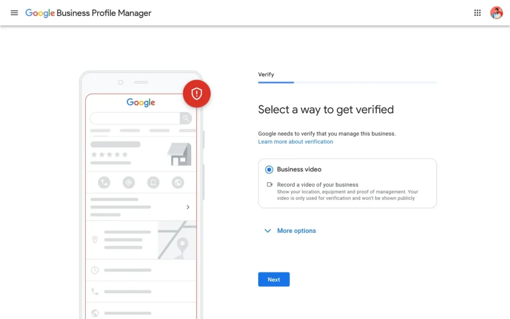 Verification screen.
