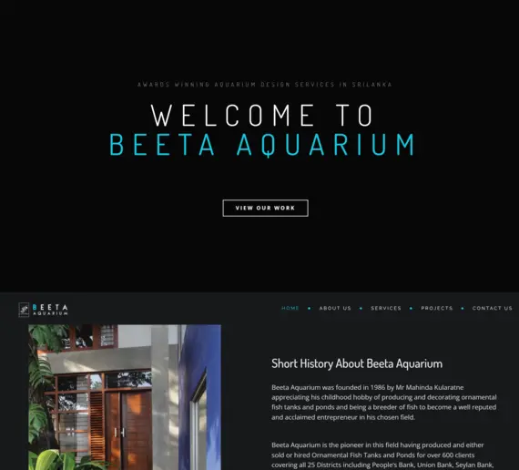 Beeta Aquarium homepage designed by Grow Digitally web developers in Sri Lanka