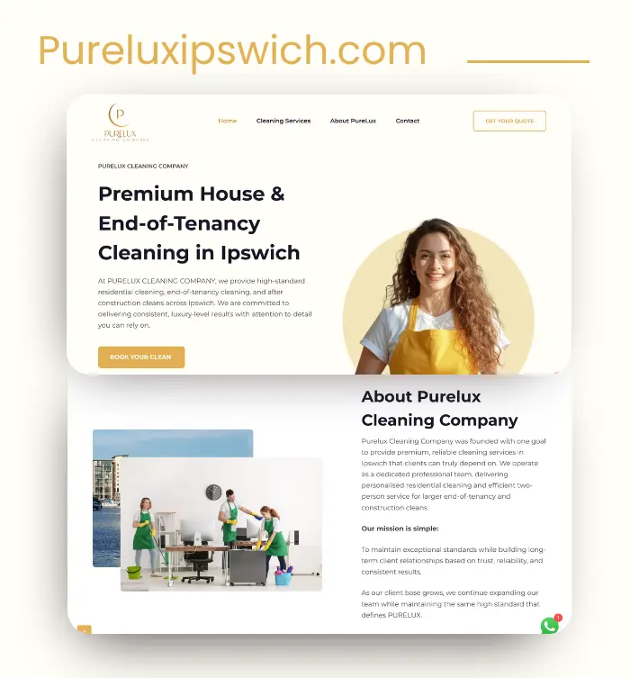 PureLux Ipswich landing page web development by Grow Digitally